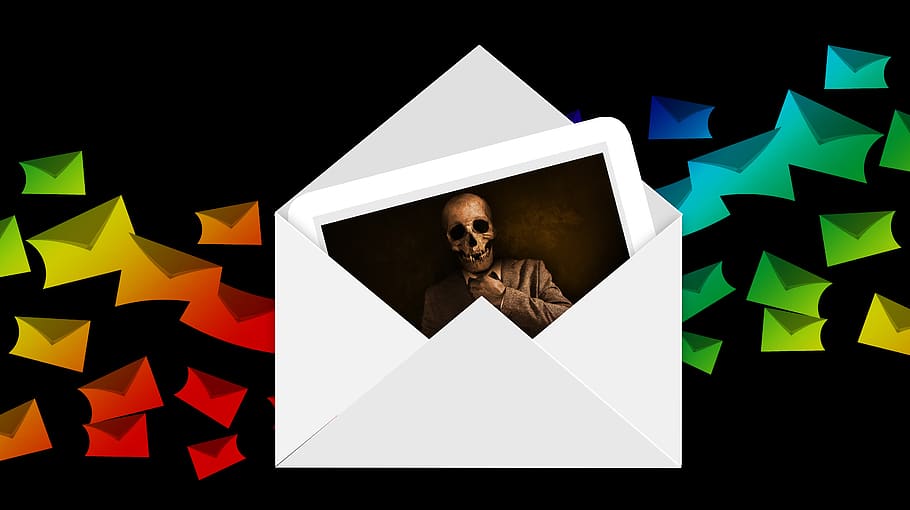 envelope, mail, virus, virus warning, trojan, skull and crossbones, worm, computer viruses, protection, security