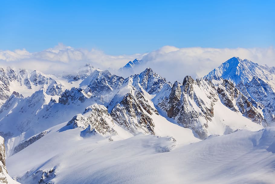 Titlis, Pegunungan Alpen, Pegunungan Alpen Swiss, alpine, perjalanan, tujuan perjalanan, Swiss, musim dingin, pemandangan, gunung