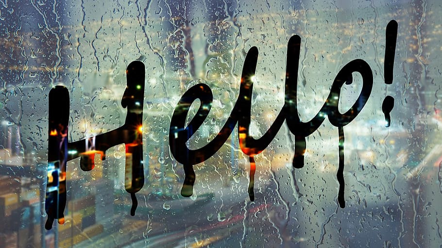 window, water, glass, drops, text, rain, hello, gimp, gimp workshop, photoshop