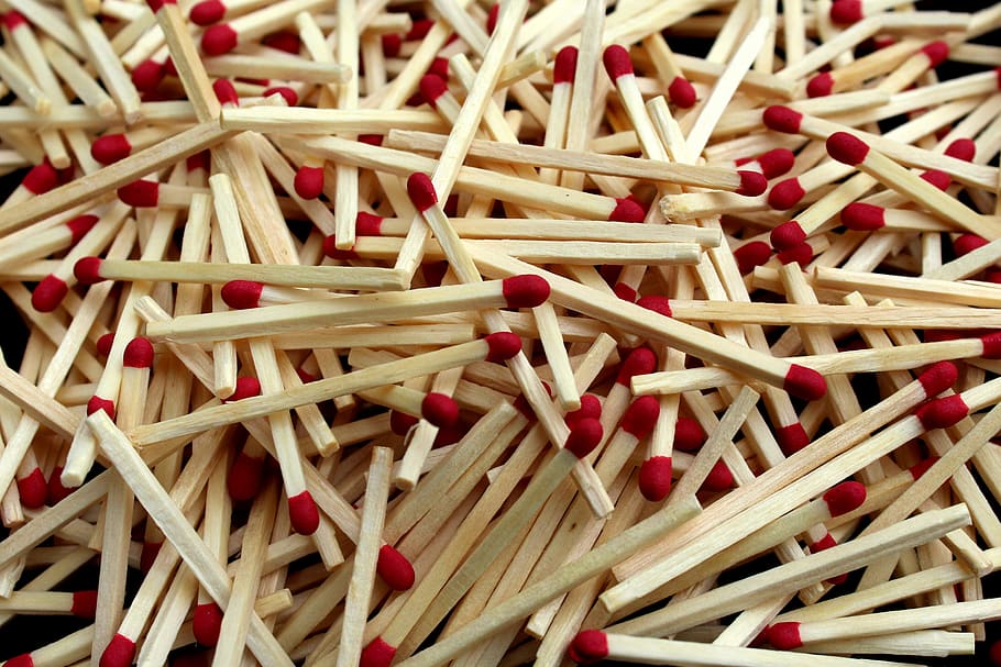 matches, match, head, burn, sulfur, kindle, red, the background, texture, the structure of the