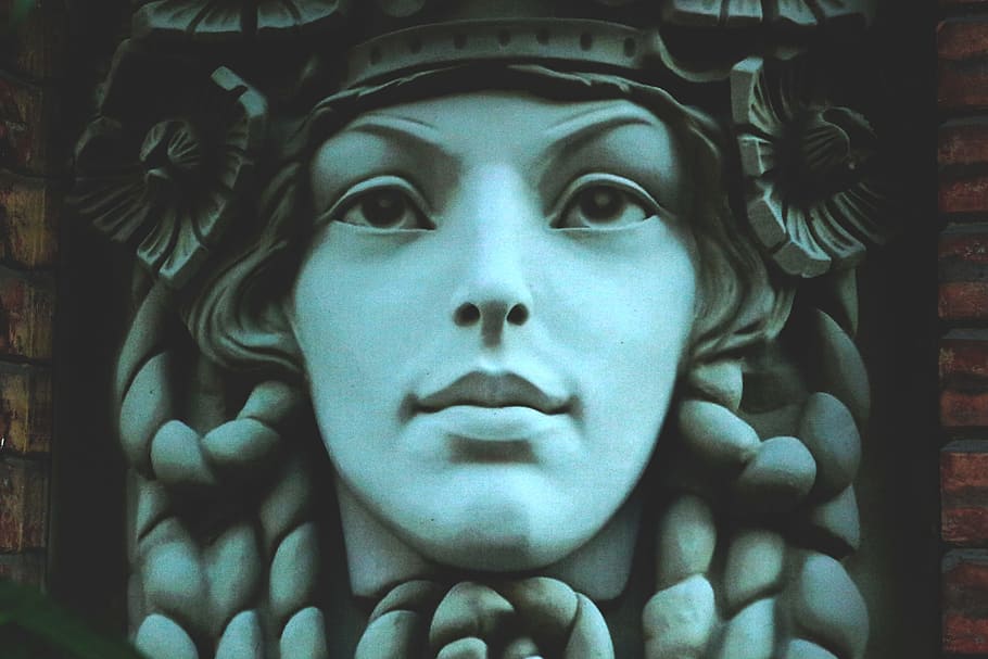 statue, face, antiquity, art, sculpture, woman, girl, portrait, headshot, close-up