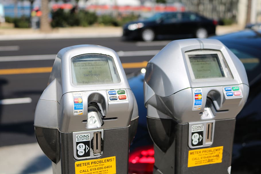 parking meter, parking, park fee, coins, san diego, pay, city, park machine, fee, penalty