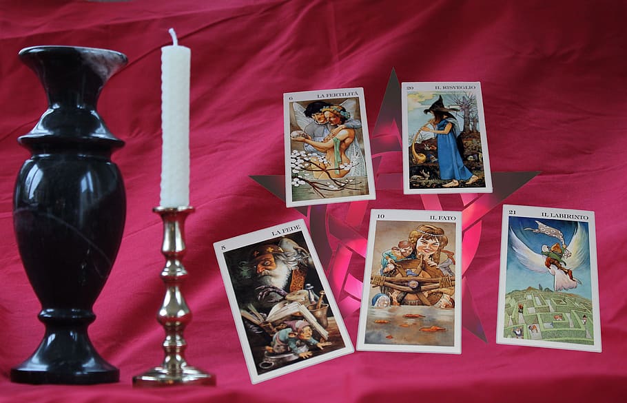 tarot, cartas, urna, vela, candelabro, destino, fe, psíquico, adivinación, predicción