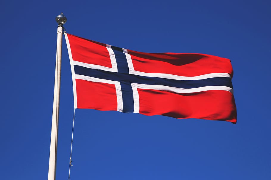 bendera norwegia, berbagai, bendera, biru, patriotisme, merah, angin, langit, bergaris-garis, langit cerah