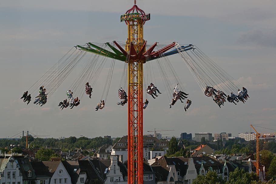 fair, carousel, chain carousel, year market, pleasure, folk festival, hustle and bustle, oberkassel, düsseldorf, amusement park