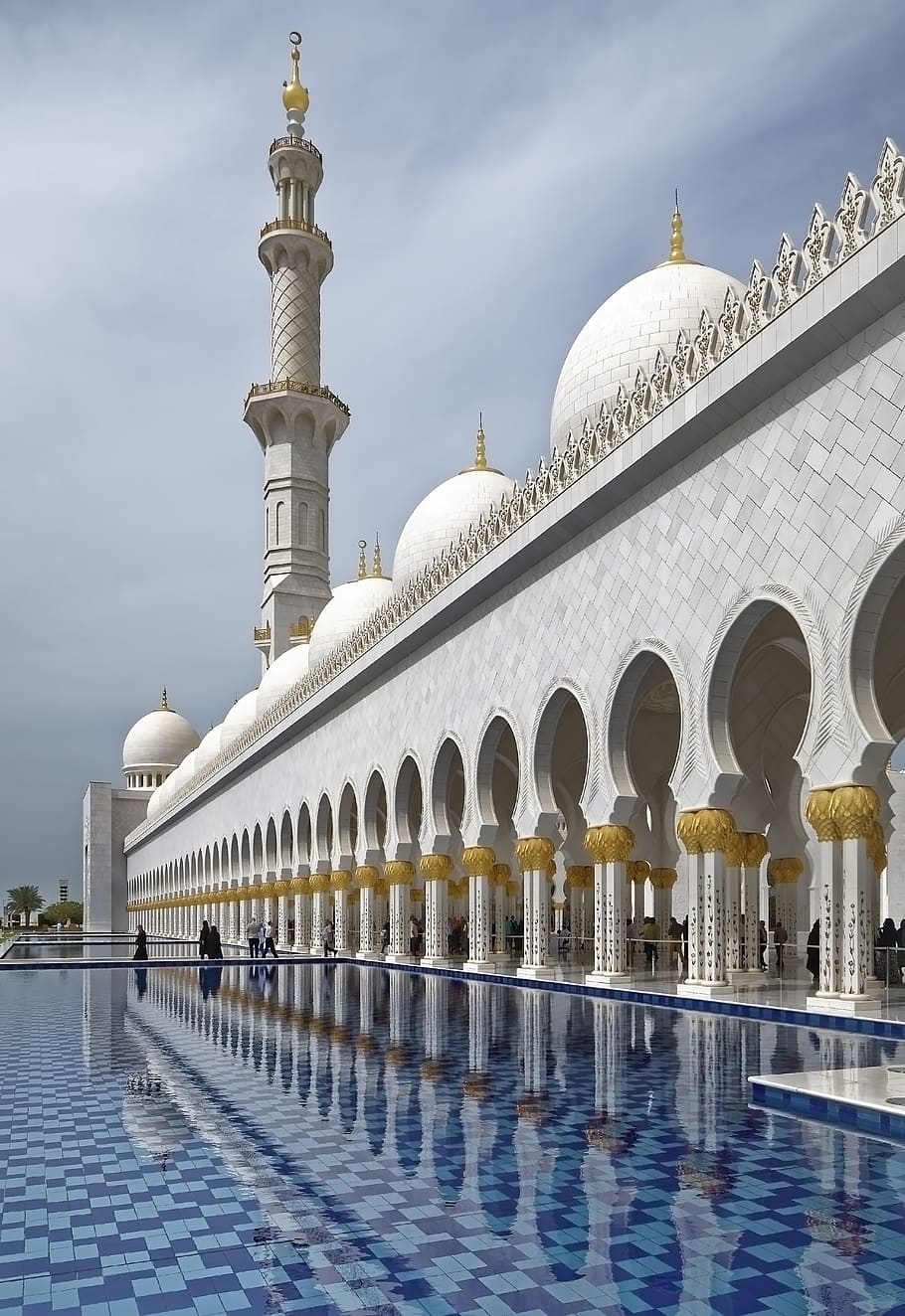 u a e, abu dhabi, sheikh zayed grand mosque, minaret, architecture, dome, religion, travel, built structure, building exterior