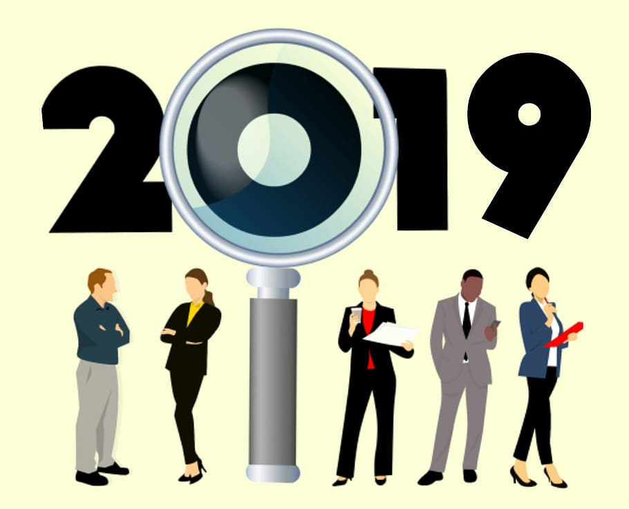 illustration, 2019 job search, -, people, workforce., searching, 2019, job, seo, hr