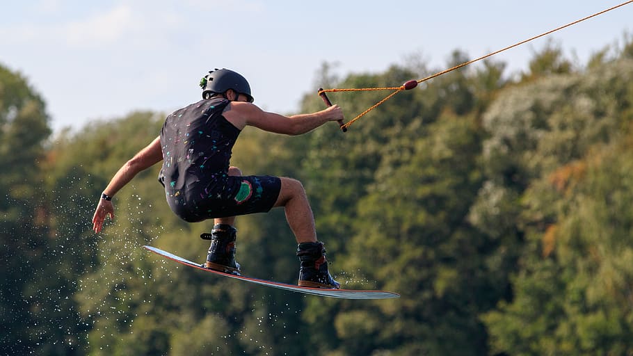 sport, water sports, wake boarding, water, board sports, action, activity, board, jump, mid-air
