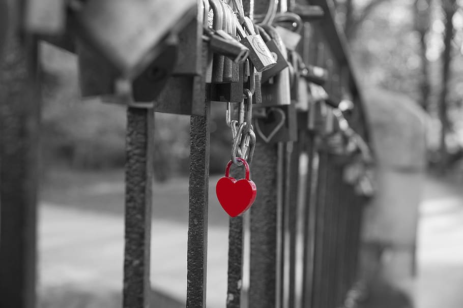 love, symbol, love bridge, padlocks, love locks, bridge, chain, shut off, romantic, love symbol