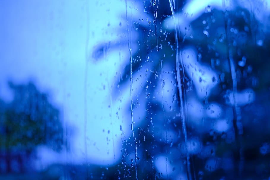 background, rain, blue, mood, wet, water, raindrop, weather, rainy, window
