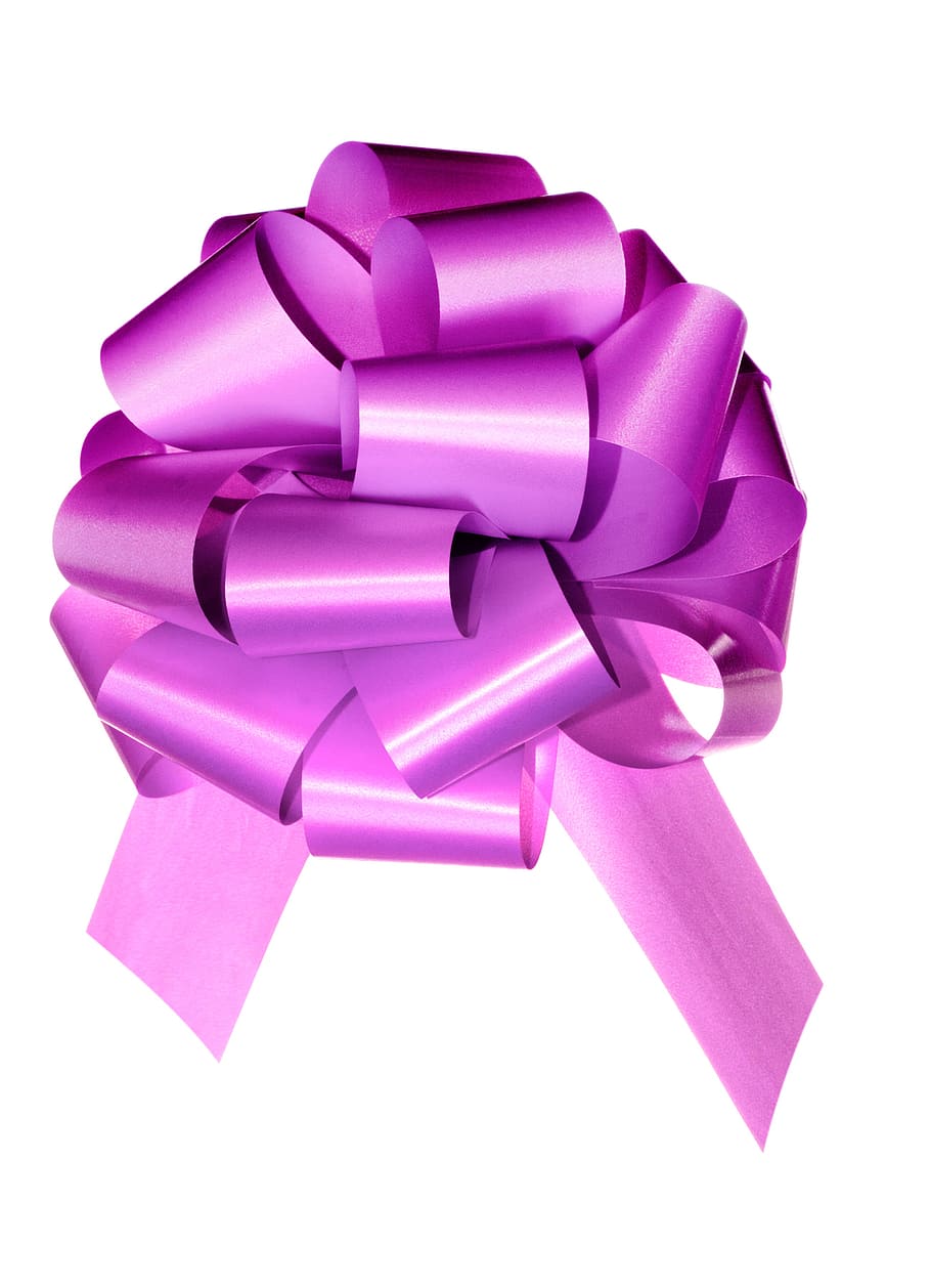 bow, ribbon, violet, gift, holiday, white, shine, satin, background, photography