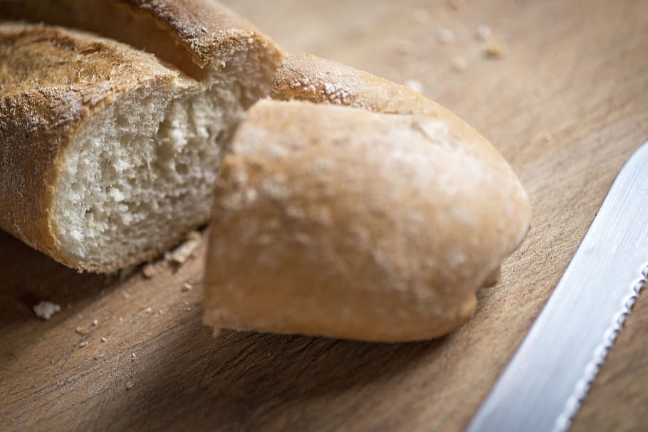 baguette bread, food and Drink, food, freshness, wellbeing, close-up, bread, indoors, cutting board, wood - material