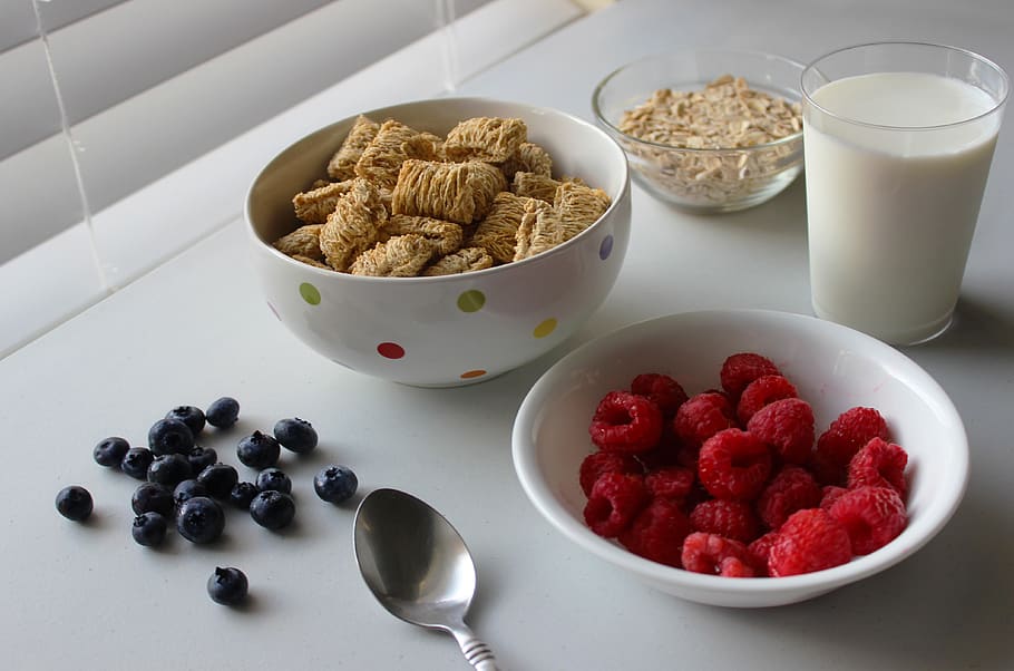 cereal, café da manhã, saudável, cereais, aveia, nutrição, framboesas, bagas, comida, dieta