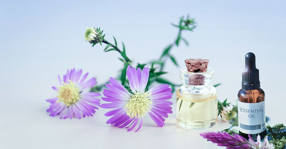 essential oil, flower, plant, nature, beauty, blossom, massage, care, bottle, spa