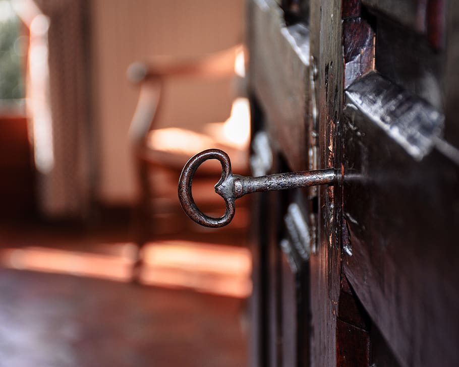 skeleton key, antique, old world, wood, hutch, cupboard, home interior, decor, locked door, provencal