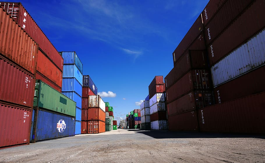 kontainer, logam, pelabuhan, besi, gudang, subwoofer, transportasi, maritim, Arsitektur, angkutan barang