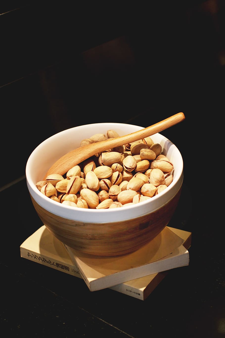 pistachio, boel, nut, nuts, spoon, food and drink, food, still life, bowl, freshness