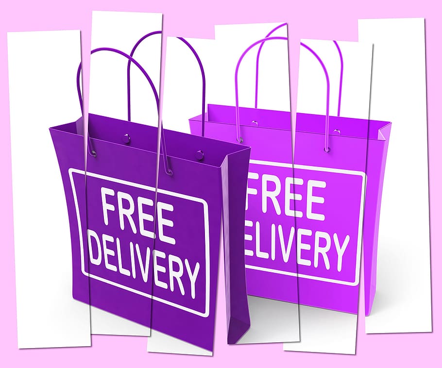 delivery signs, shopping bags, showing, charge, deliver, delivering, delivery, gratis, logistics, no charge