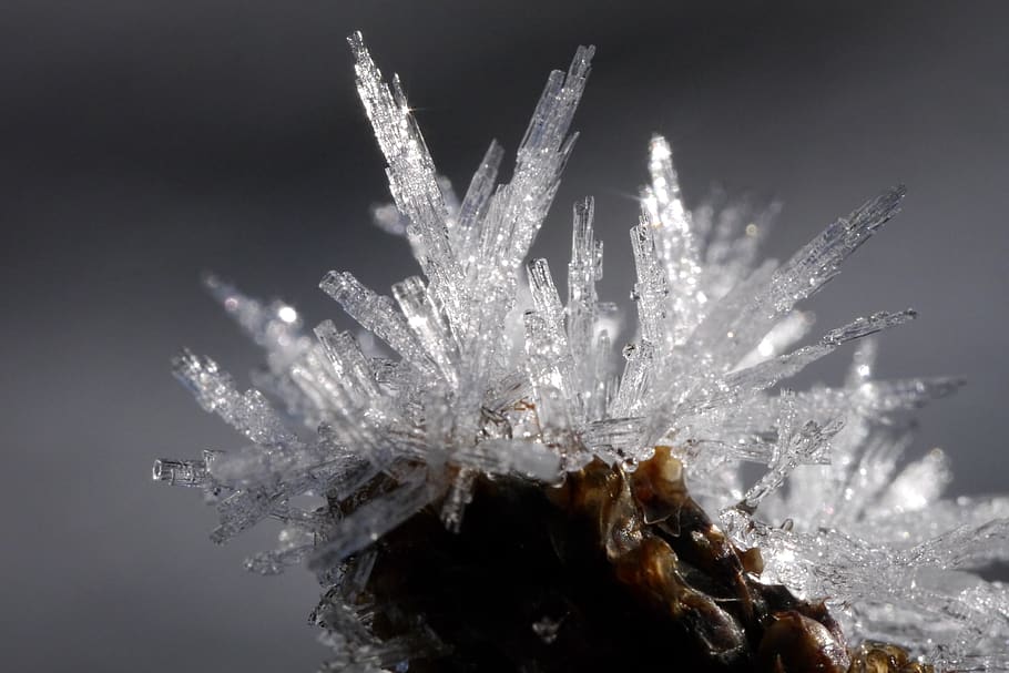 es, eiskristalle, musim dingin, dingin, kristal, close up, makro, pembentukan kristal, beku, close-up