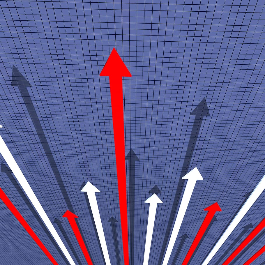 Gráfico de flechas, que representa, informe de progreso, ganancias, análisis, flecha, flechas, gráfico de negocios, datos, diagrama