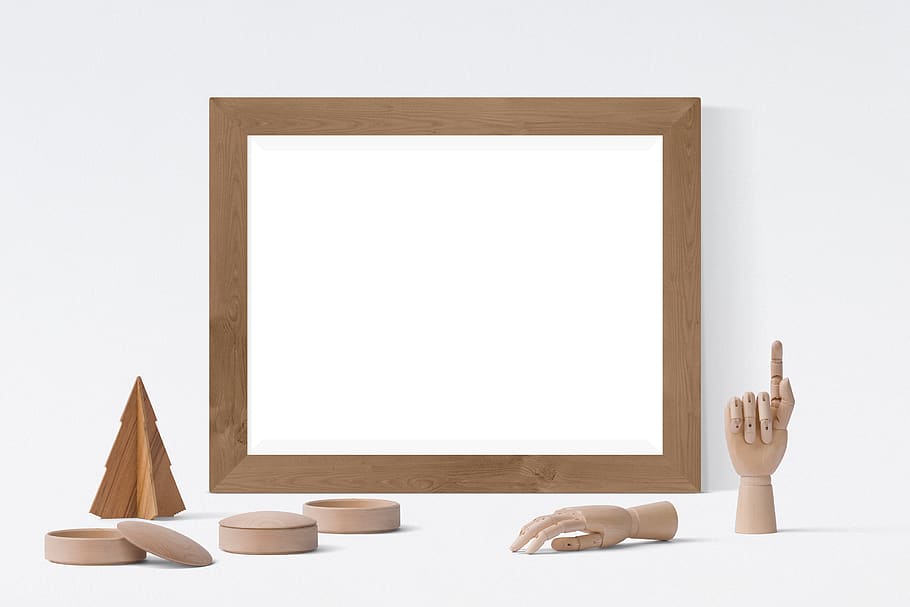 poster, frame, toys, hands, copy space, blank, indoors, wood - material, white background, picture frame