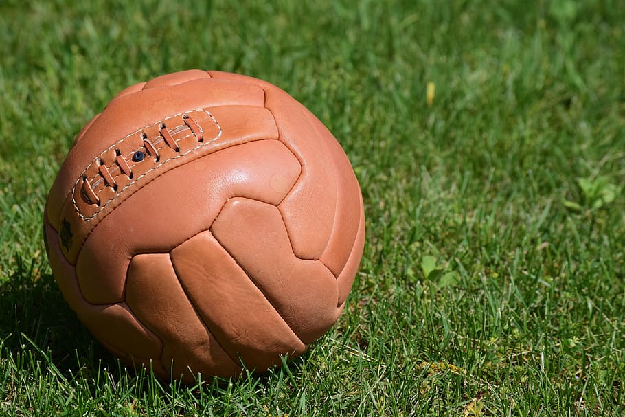 ball, leather ball, sport, ball sports, leather, play, team sport, playing field, round, old