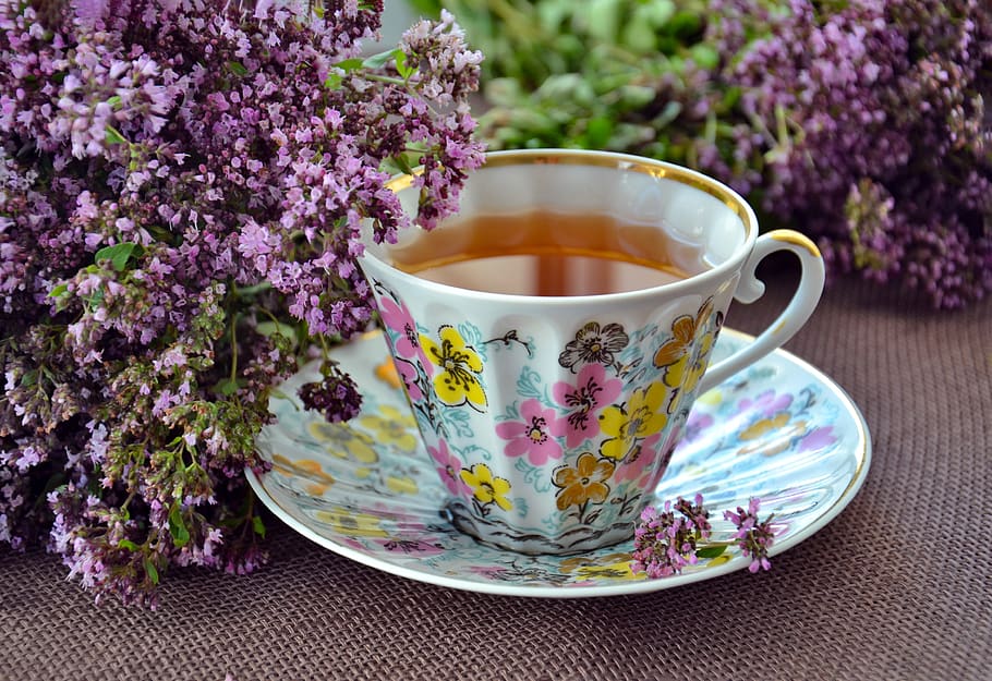 tea, herbal tea, herbal, flower tea, drink, hot, morning, fragrant, delicious, marjoram