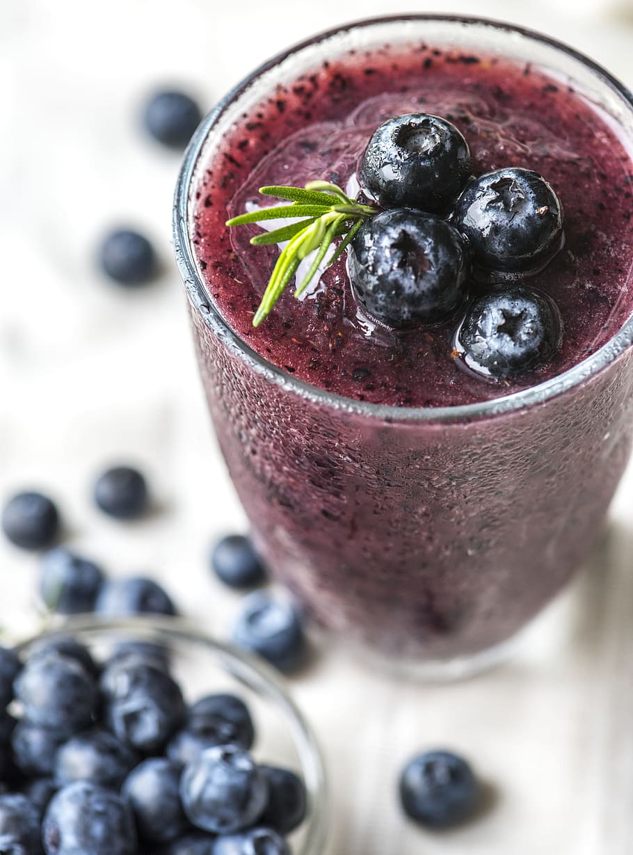 antioxidant, blended, blueberries, blueberry, blueberry smoothie, closeup, cold, detox, detoxifying, drink