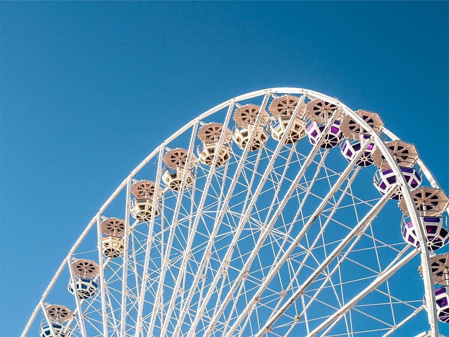 ferris wheel, blue, sky, amusement park, fair, ride, fun, arts culture and entertainment, amusement park ride, carnival