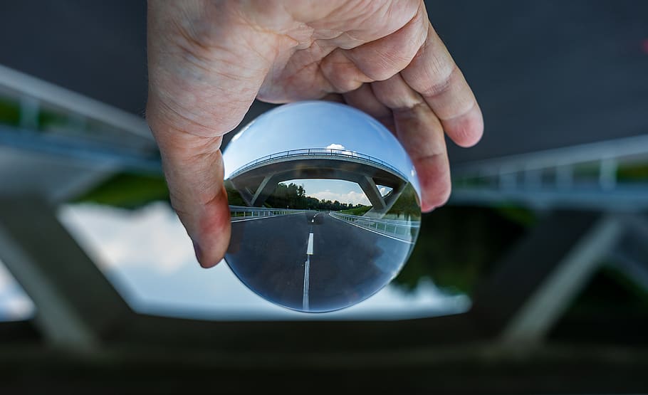 glass ball, photography, road, highway, traffic, expressway, twisted, summer, wallpaper, screen background