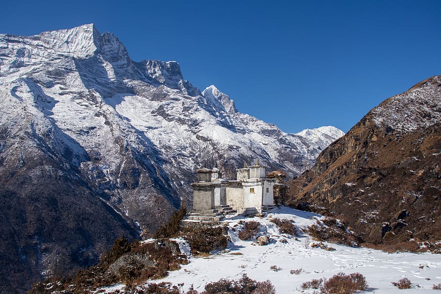 himalayas, nepal, hindu, peak, snow, summits, vally, himalaya, winter, mountain