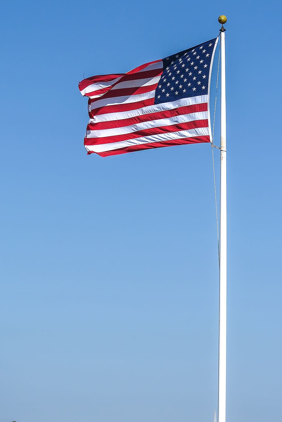 bintang, garis-garis, penuh, staf, melambai, angin, amerika, bendera amerika, bendera, kami bendera