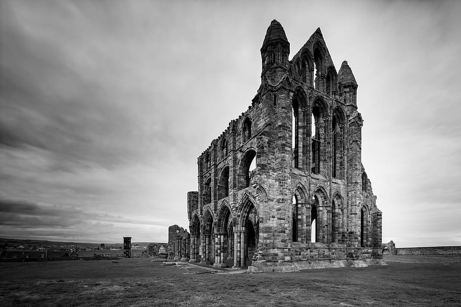 whitby abbey, whitby, abbey, church, cathedral, minster, ruin, ruins, gothic, arch