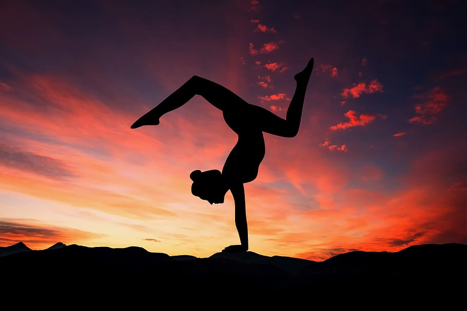 sunset, yoga, lifestyle, healthy, meditation, woman, exercise, nature, relaxation, pose