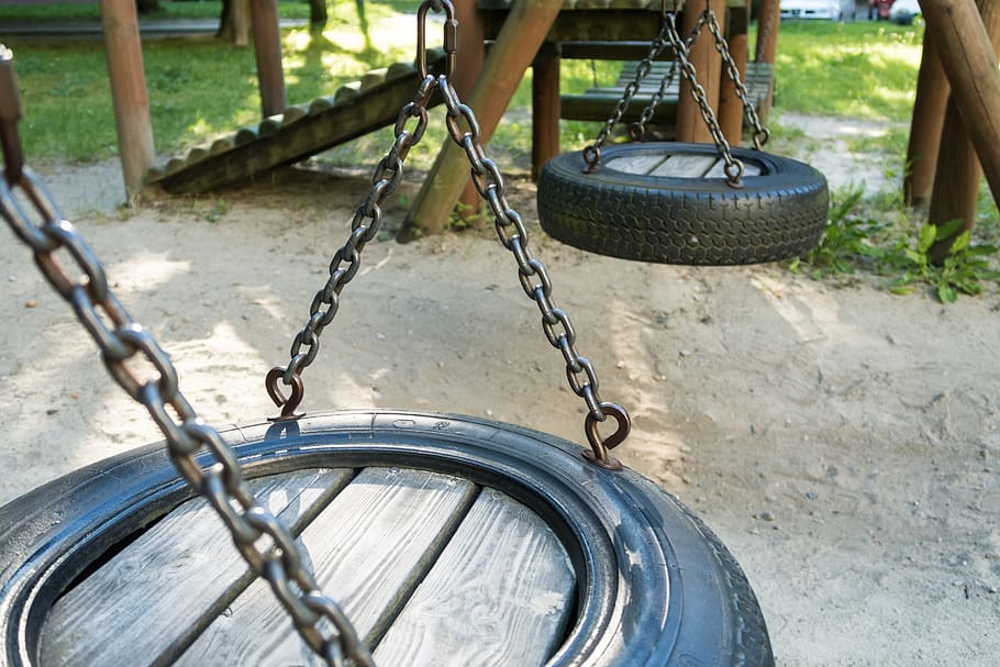 swing, play ground, play arena, recreation, activity, joy, tyre, chain, outdoors, adventure