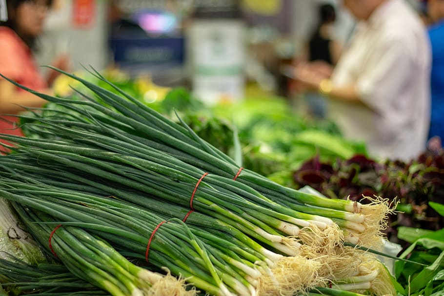 legumes, cebolinha, mercado, mesa, saúde, comida, saudável, primavera, orgânico, comida e bebida