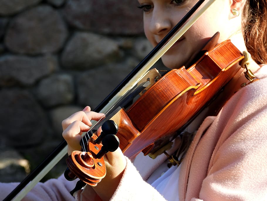 violinista, violino, tocando violino, música, humor, atmosfera, som, outono, a arte de, fantástico