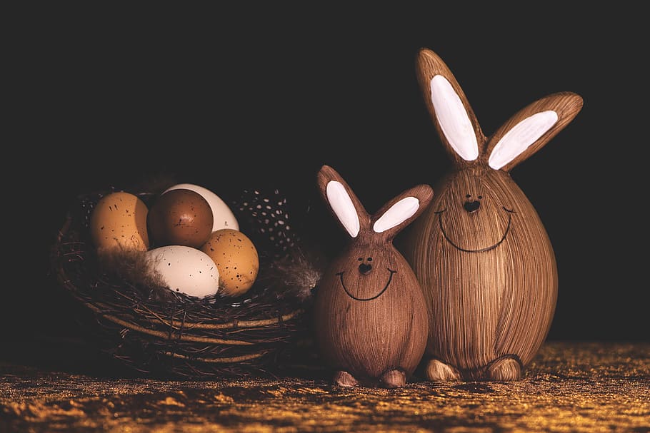 easter eggs, easter bunny, rabbit, figure, funny, easter, decoration, spring, easter theme, cute