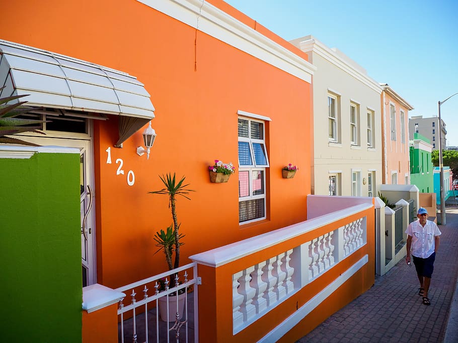 bo-kaap homes, cape town, wale street, house, architecture, building, home, street, window, construction