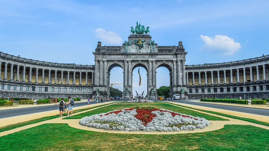 belgium, brussels, cinquantenaire park, triumphal arch, architecture, travel, tourism, sightseeing, built structure, travel destinations