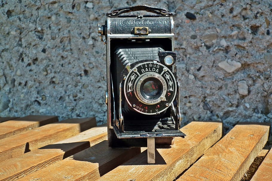 cámara, marca balda, viejo, armónica, lente, histórico, compuestos, tecnología, madera - material, antiguo