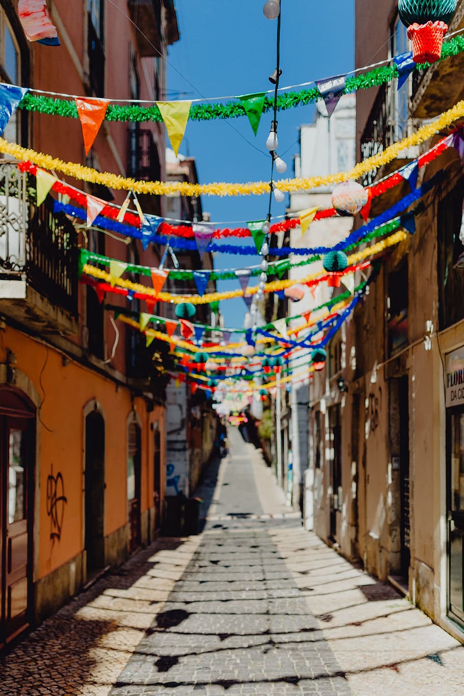 jalan-jalan, dihiasi, santo pesta pora, lisbon, portugal, bahagia, kota, Eropa, dekorasi, perjalanan