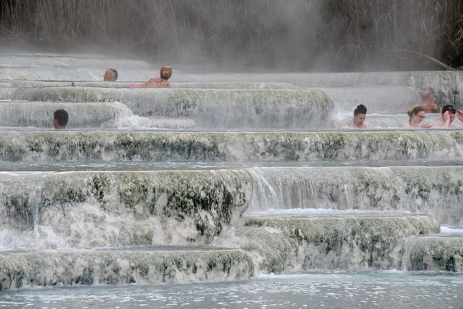 italy, tuscany, saturnia, hot, springs, terme, thermal, water, sulphurous, bathing