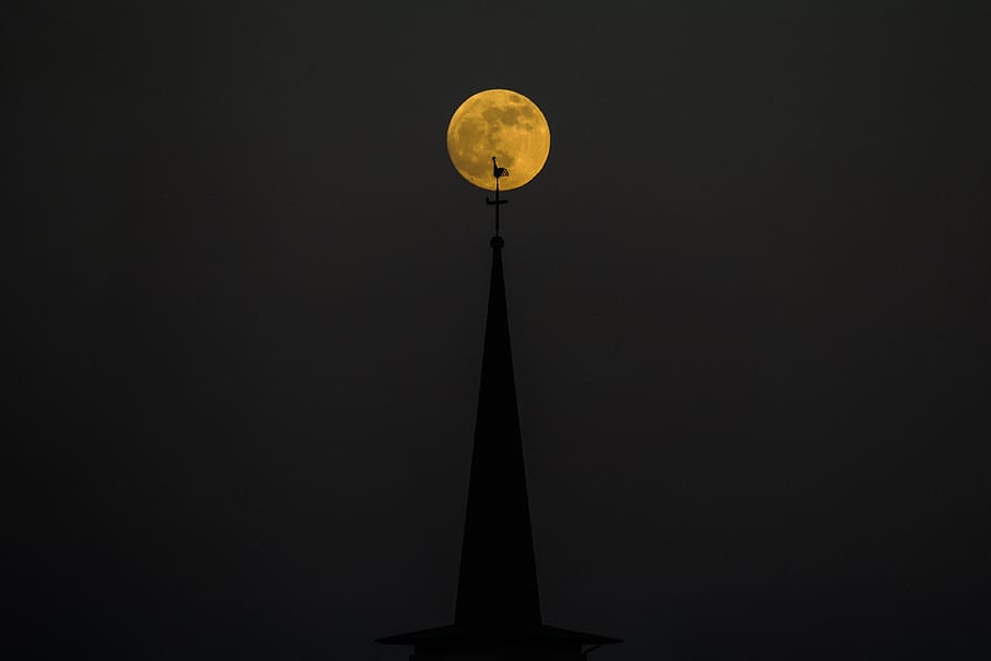 luna, iglesia, noche, arquitectura, luz de la luna, luxemburgo, diferencia, cielo, ninguna gente, silueta