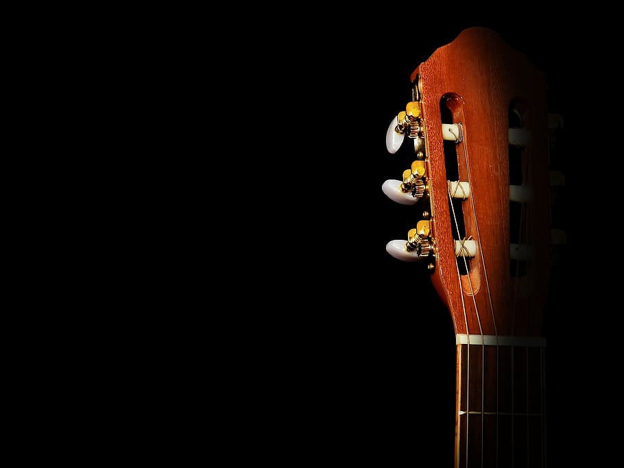 violão, instrumento, música, cordas, cabeça de guitarra, instrumento musical, tiro do estúdio, fundo preto, arte cultura e entretenimento, equipamento musical