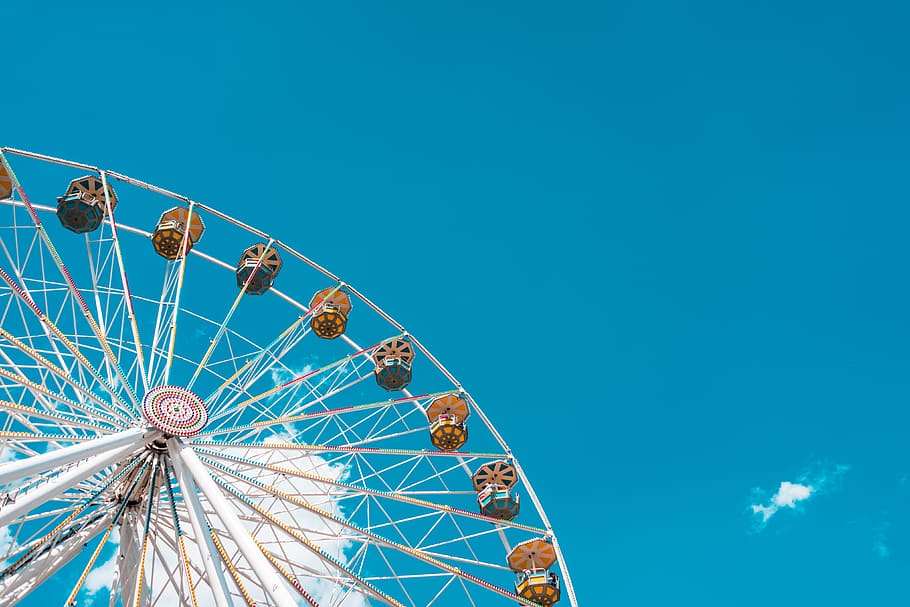 ferris, wheel amusement park, place, text, amusement park, blue, colors, ferris wheel, fun, funfair