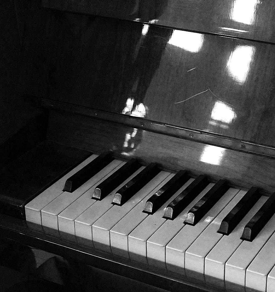 piano, black and white, music, instrument, snare instrument, keys, piano keys, black, white, keyboard