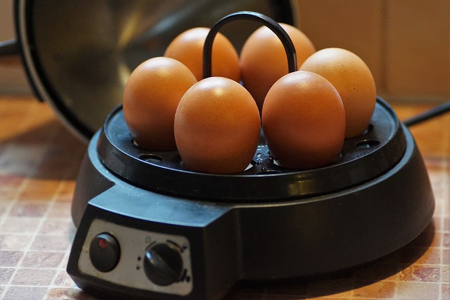 яйца, вареные, на, сваренные вкрутую, плита, заваренные, игровой автомат, eierkocher, ретро, Еда и напитки