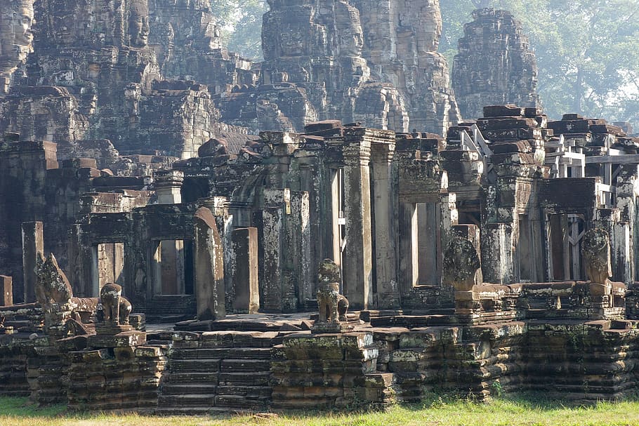 arruinar, arquitetura, angkor wat, khmer, camboja, velho, construção, budismo, templo, alvenaria