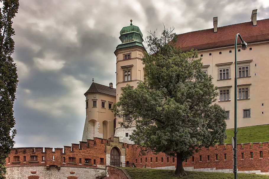 wawel, krakow, poland, monument, history, building exterior, architecture, built structure, tree, building